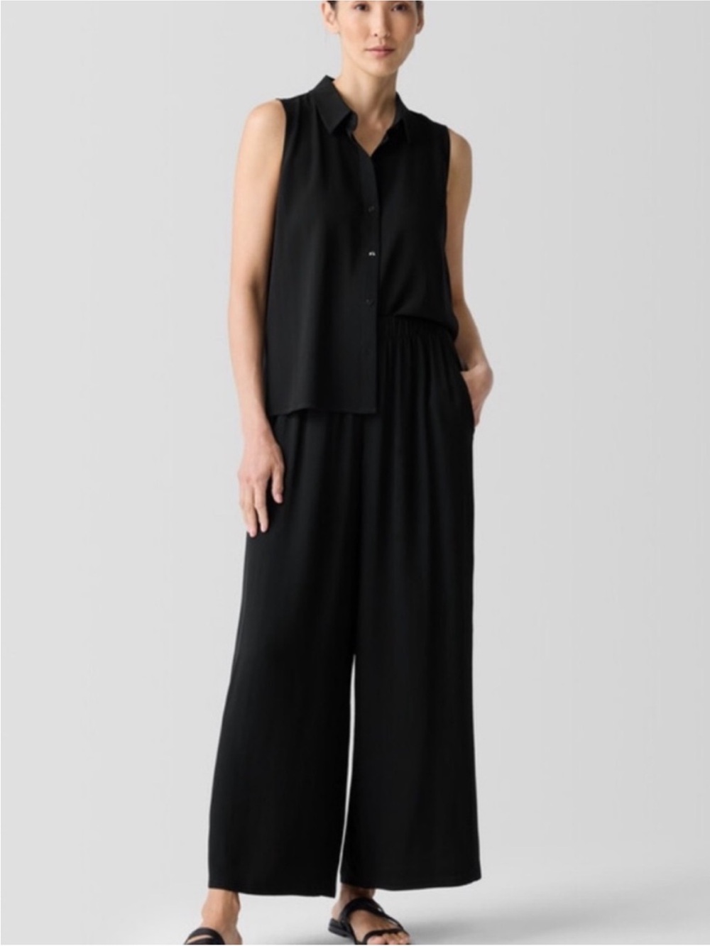 Eileen Fisher Silk Georgette Crepe Pants